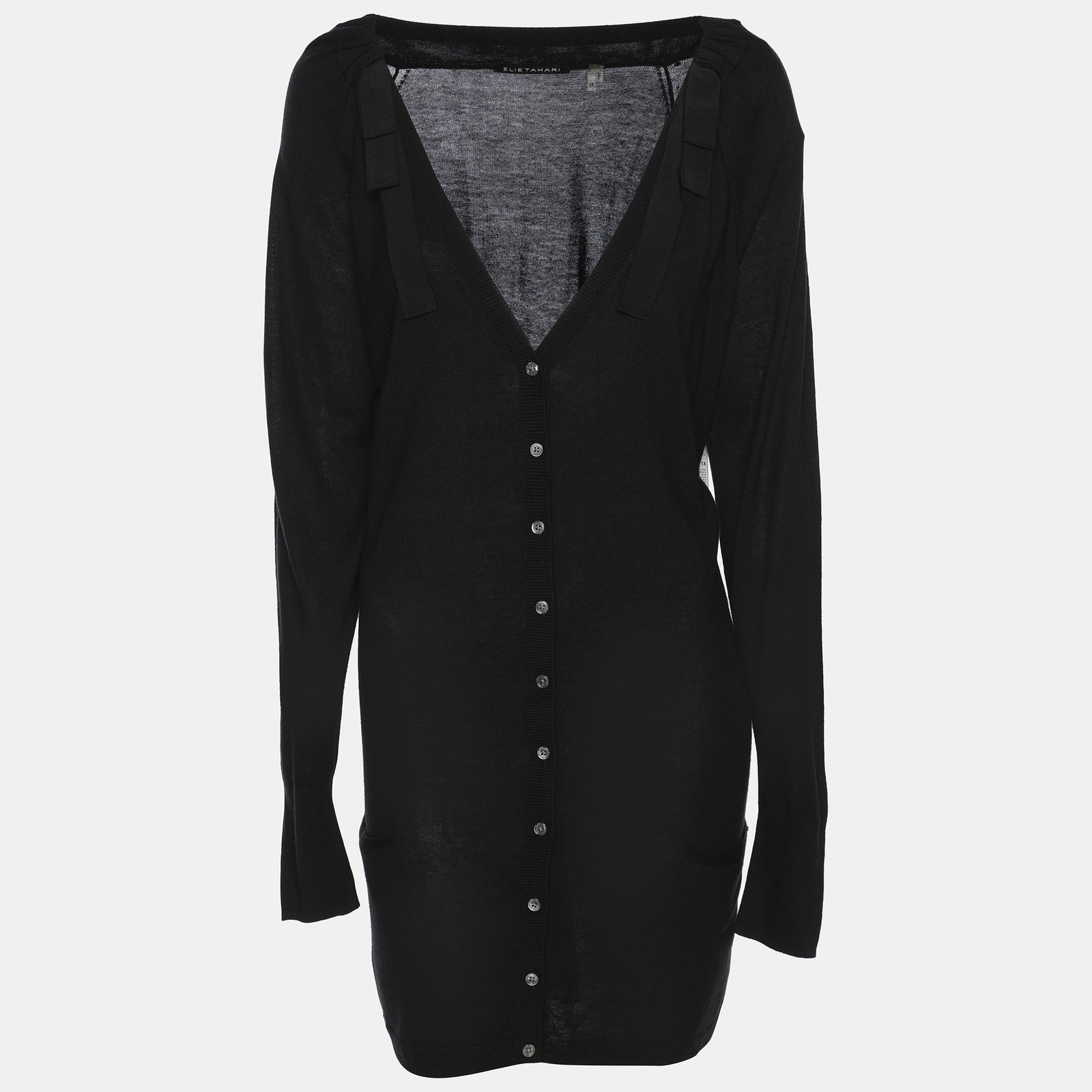 elie tahari black stretch knit gail long sleeve sweatshirt xl