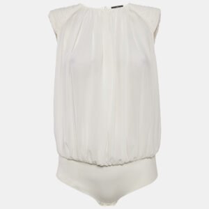 elisabetta franchi white crepe bodysuit m
