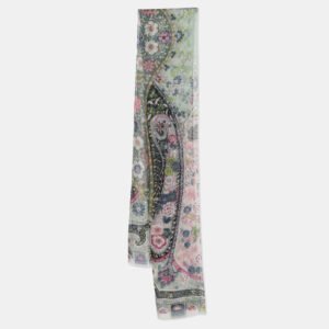etro multicolor printed silk scarf
