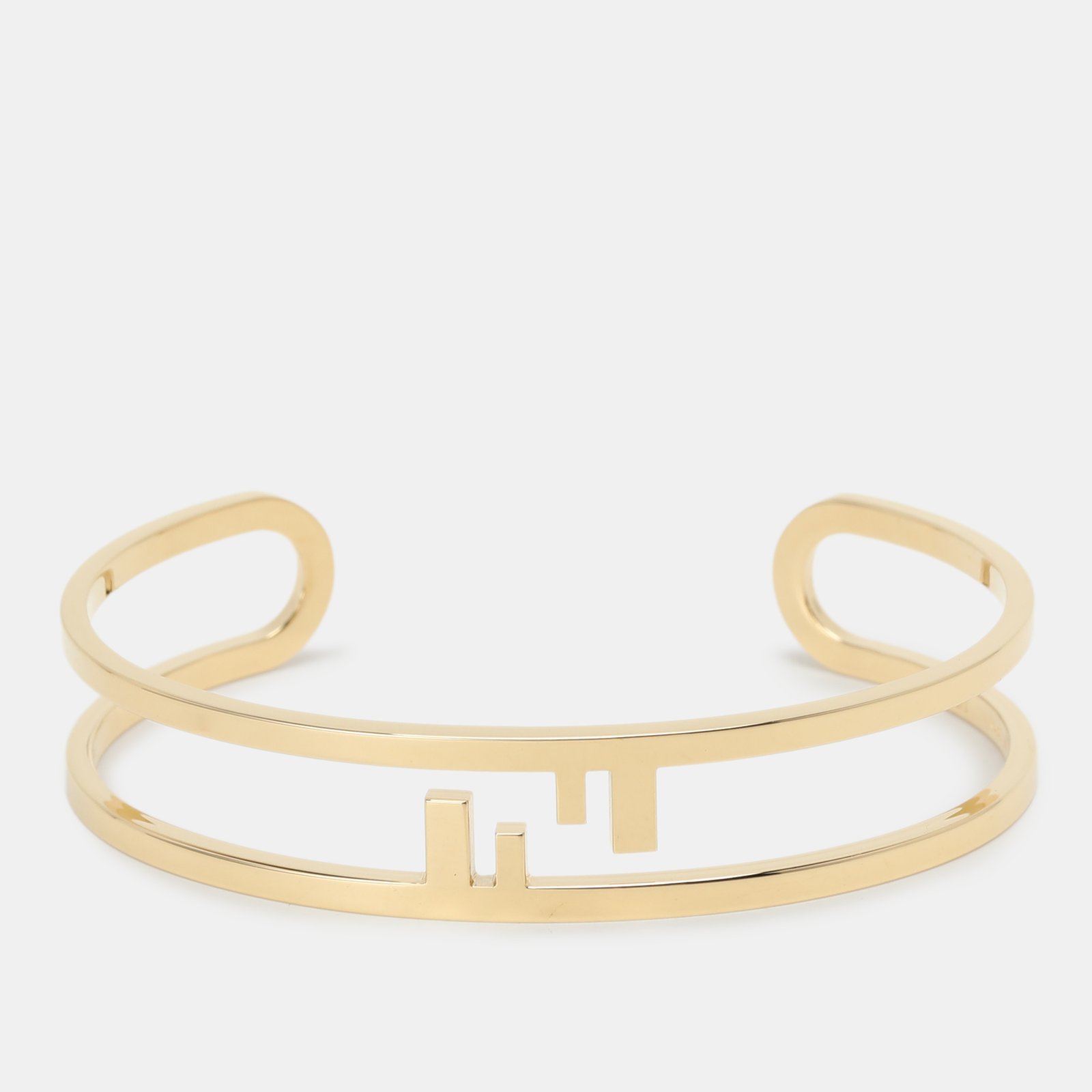 fendi gold tone metal cut-out ff cuff bracelet