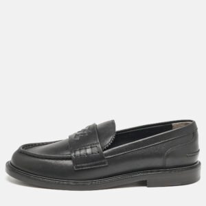 fendi black leather karligraphy loafers size 39.5