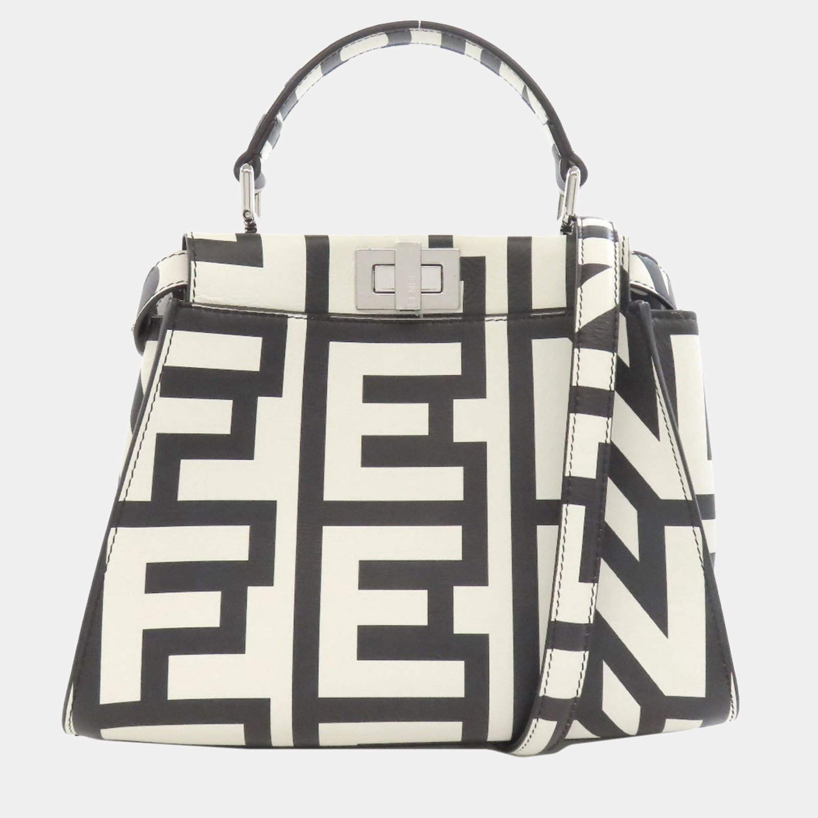 fendi peekaboo black/white calfskin handbag