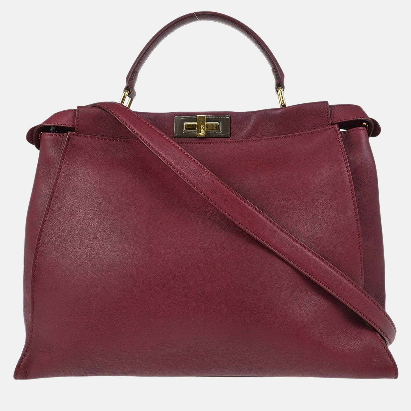 fendi bordeaux leather peekaboo 2way handbag