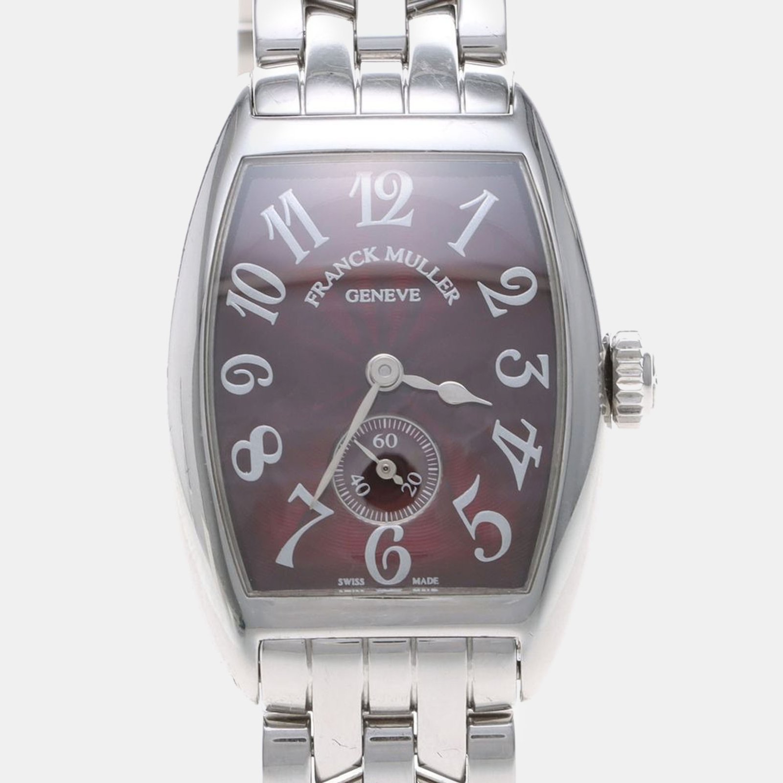 franck muller stainless steel tonneau curvex 1750 s6 o og rd brl women's wristwatch 25 cm