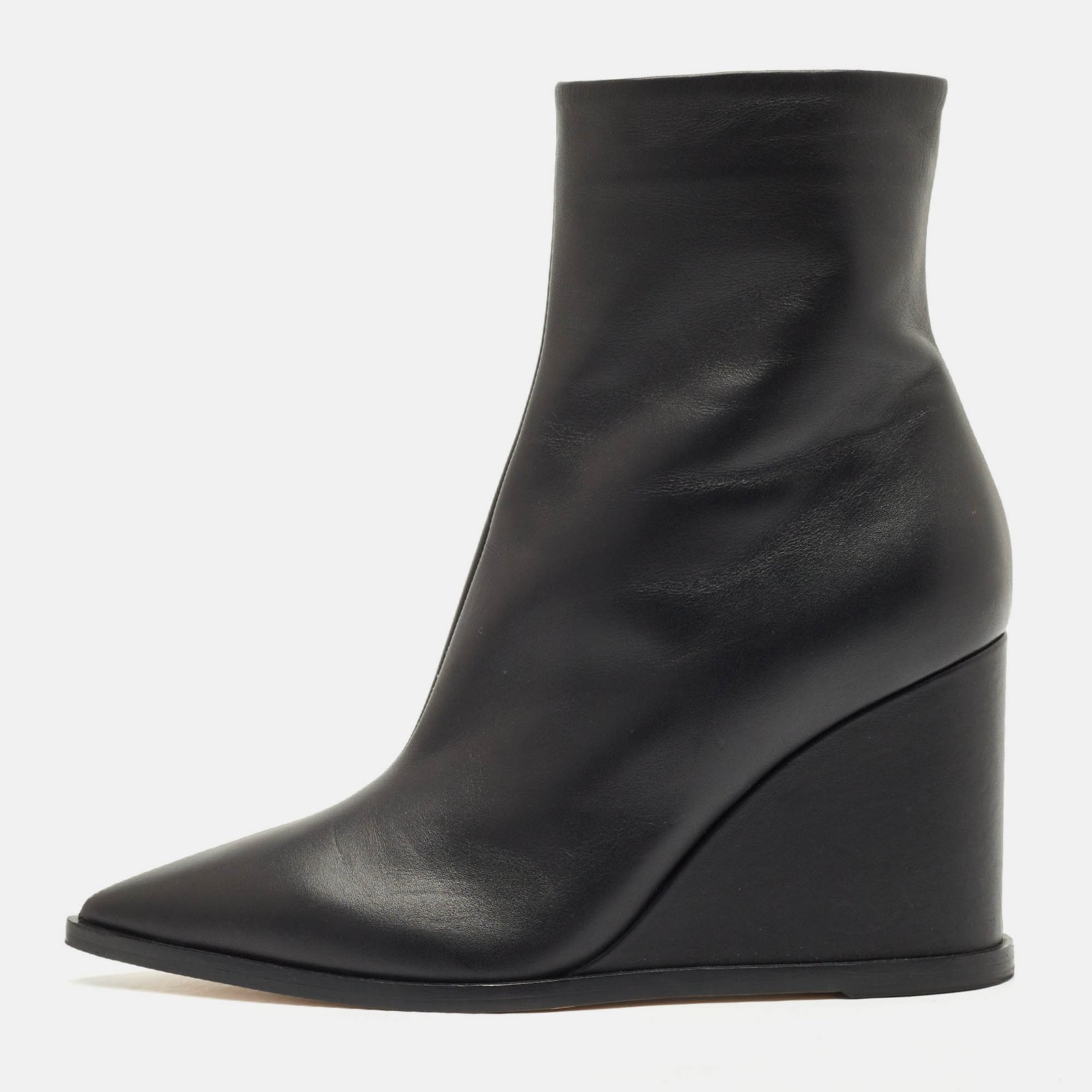 gianvito rossi black leather hamnes ankle boots size 38.5