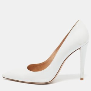 gianvito rossi white leather decollete pumps size 39.5