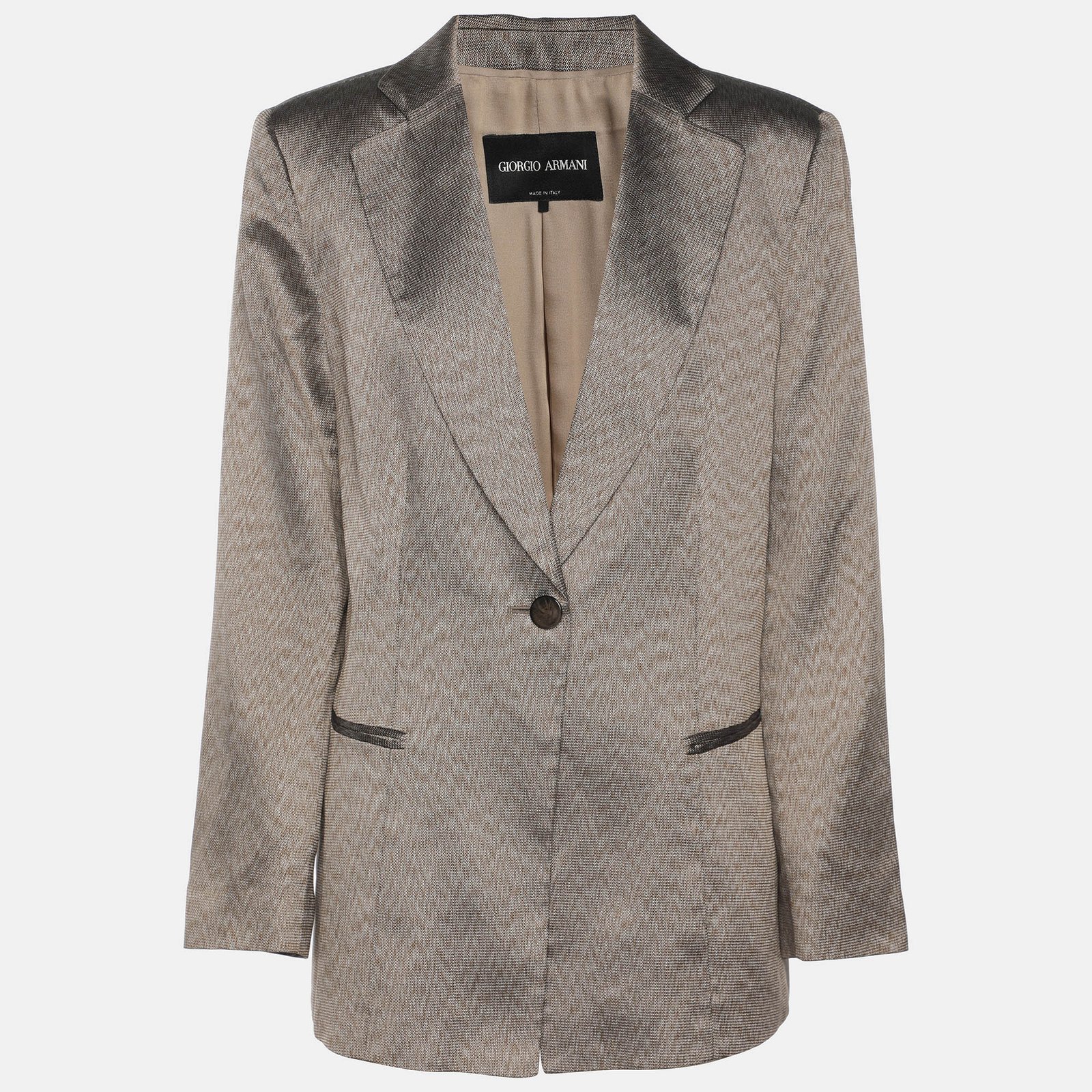 giorgio armani beige jacquard single breasted blazer m