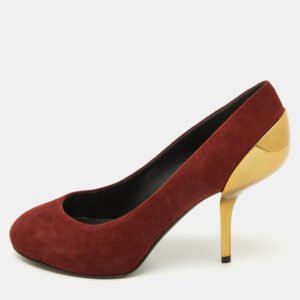 giuseppe zanotti burgundy suede metal heel platform pumps size 37