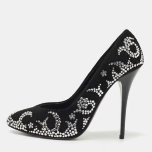 giuseppe zanotti black suede crystal embellished pumps size 35