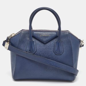 givenchy navy blue leather small antigona satchel