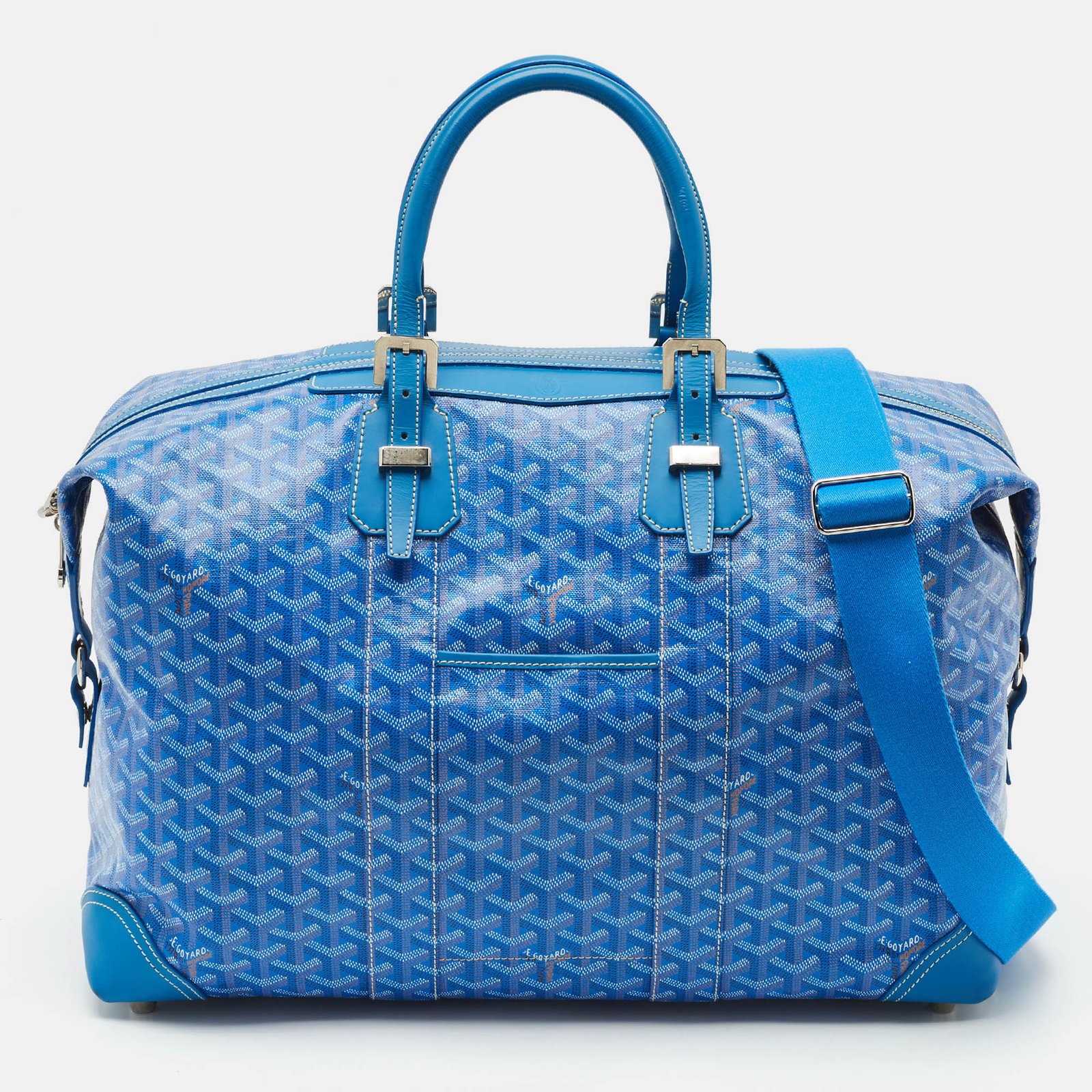 goyard blue goyardine coated canvas and leather boeing 45 duffle bag