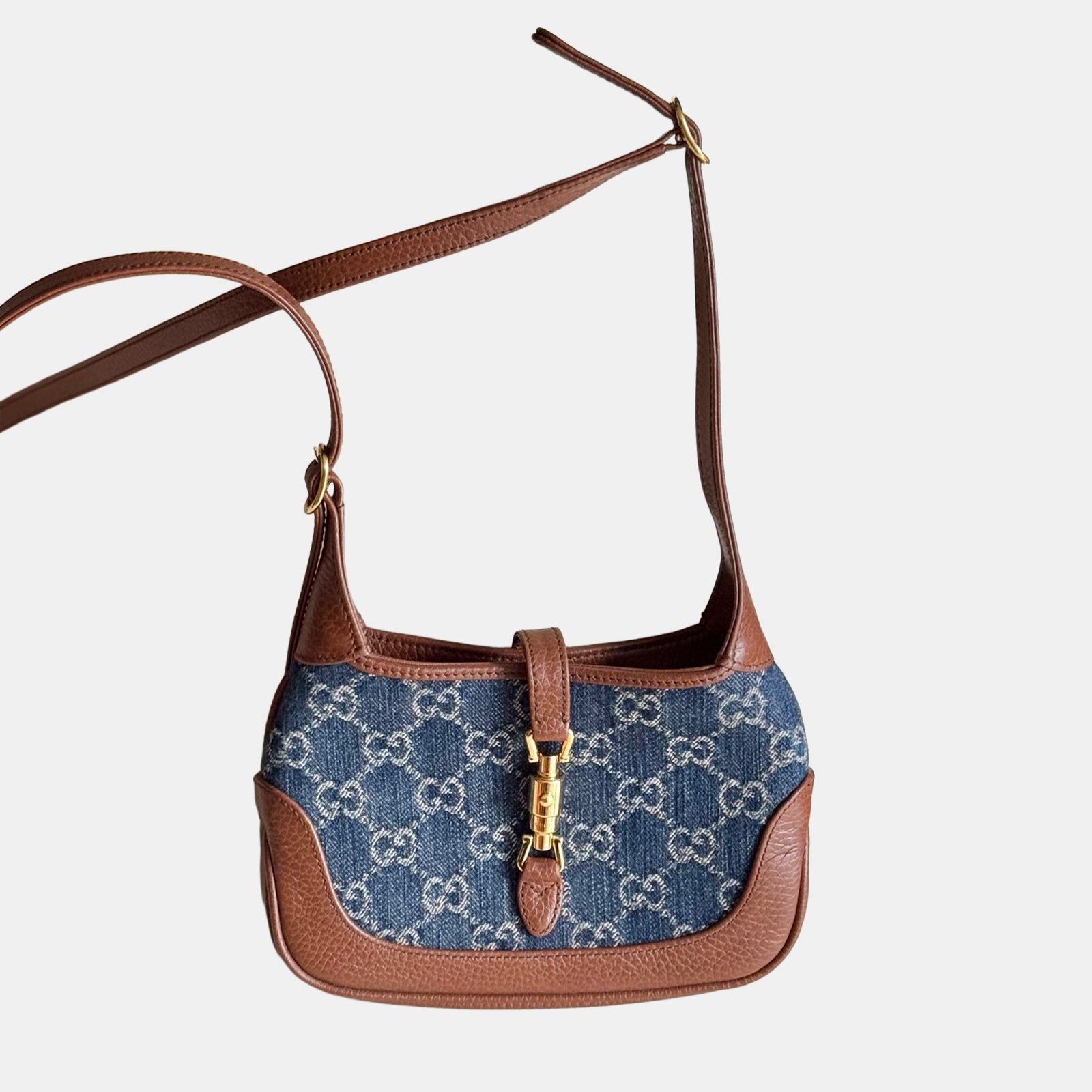 gucci jackie 1961 denim shoulder bag