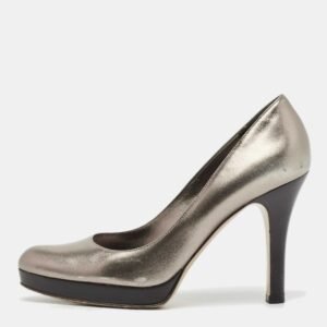 gucci metallic leather platform pumps size 38