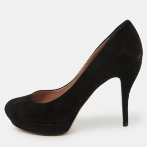 gucci black suede round toe platform pumps size 39