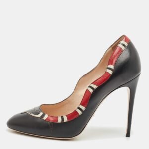 gucci black/red leather kingsnake pumps size 40