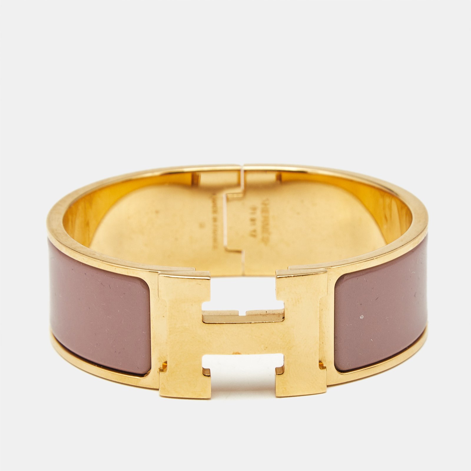 hermes clic clac h enamel gold plated bracelet