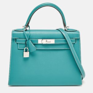 herm&egrave;s vert jade/gris perle epsom leather palladium finish kelly sellier 28 bag