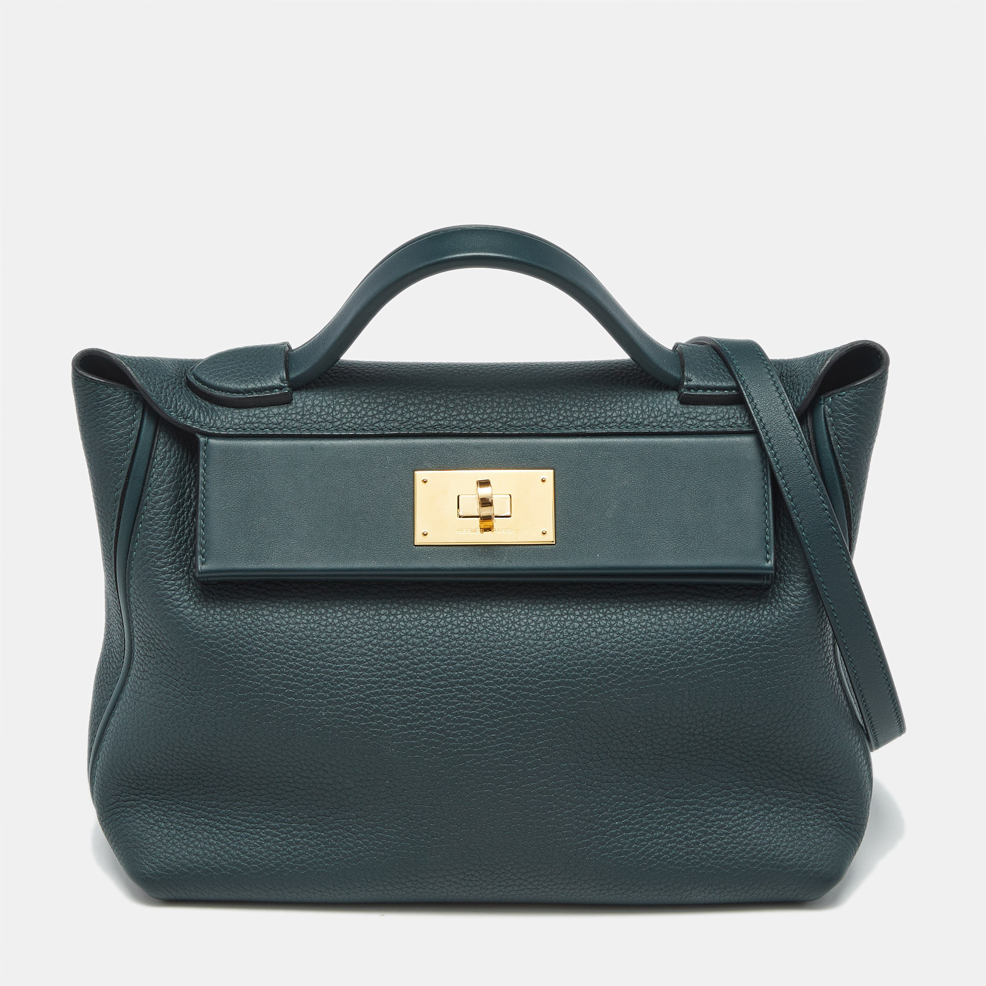 herm&egrave;s vert cypress togo and swift leather gold finish 24/24 29 bag