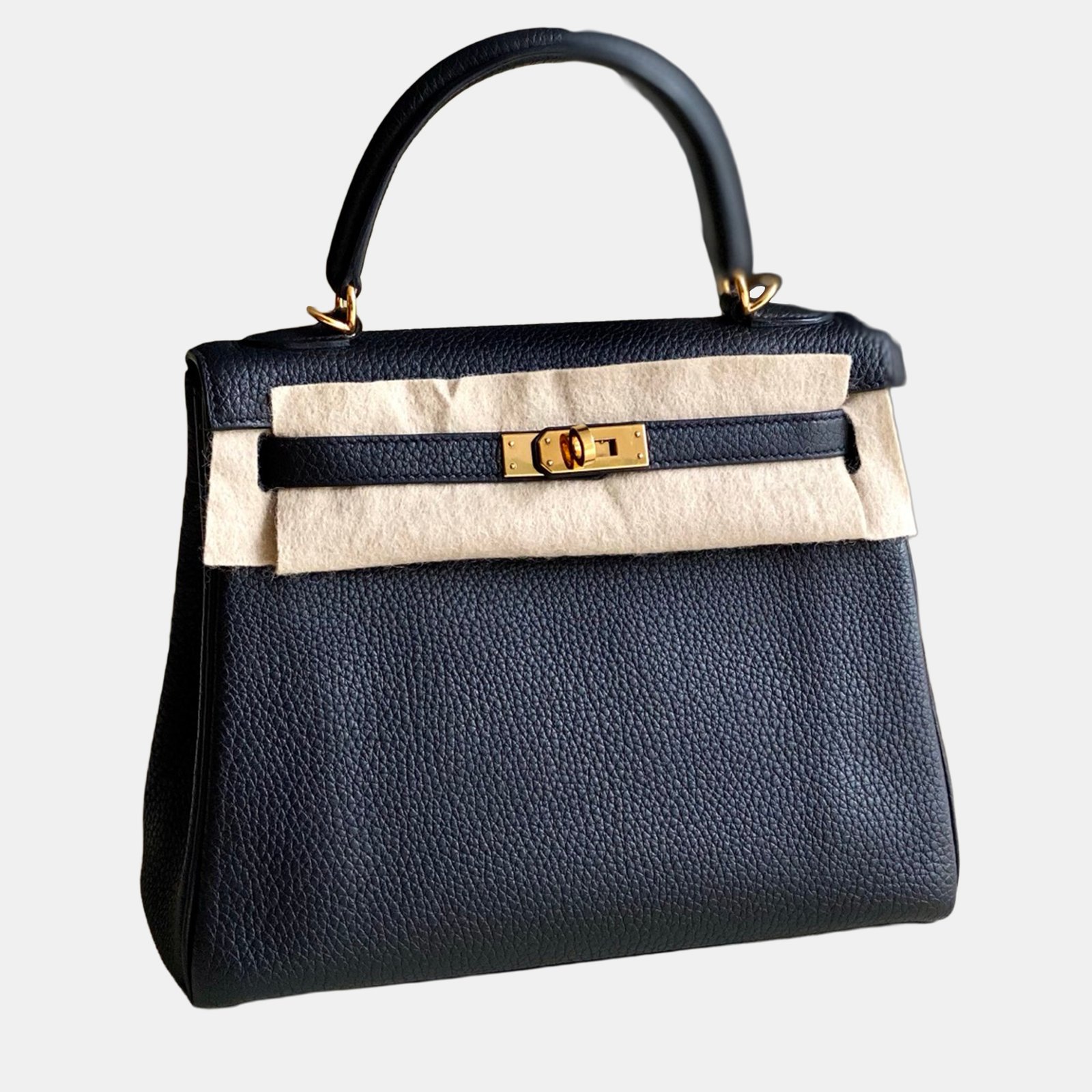 hermes kelly 25 black leather shoulder bag