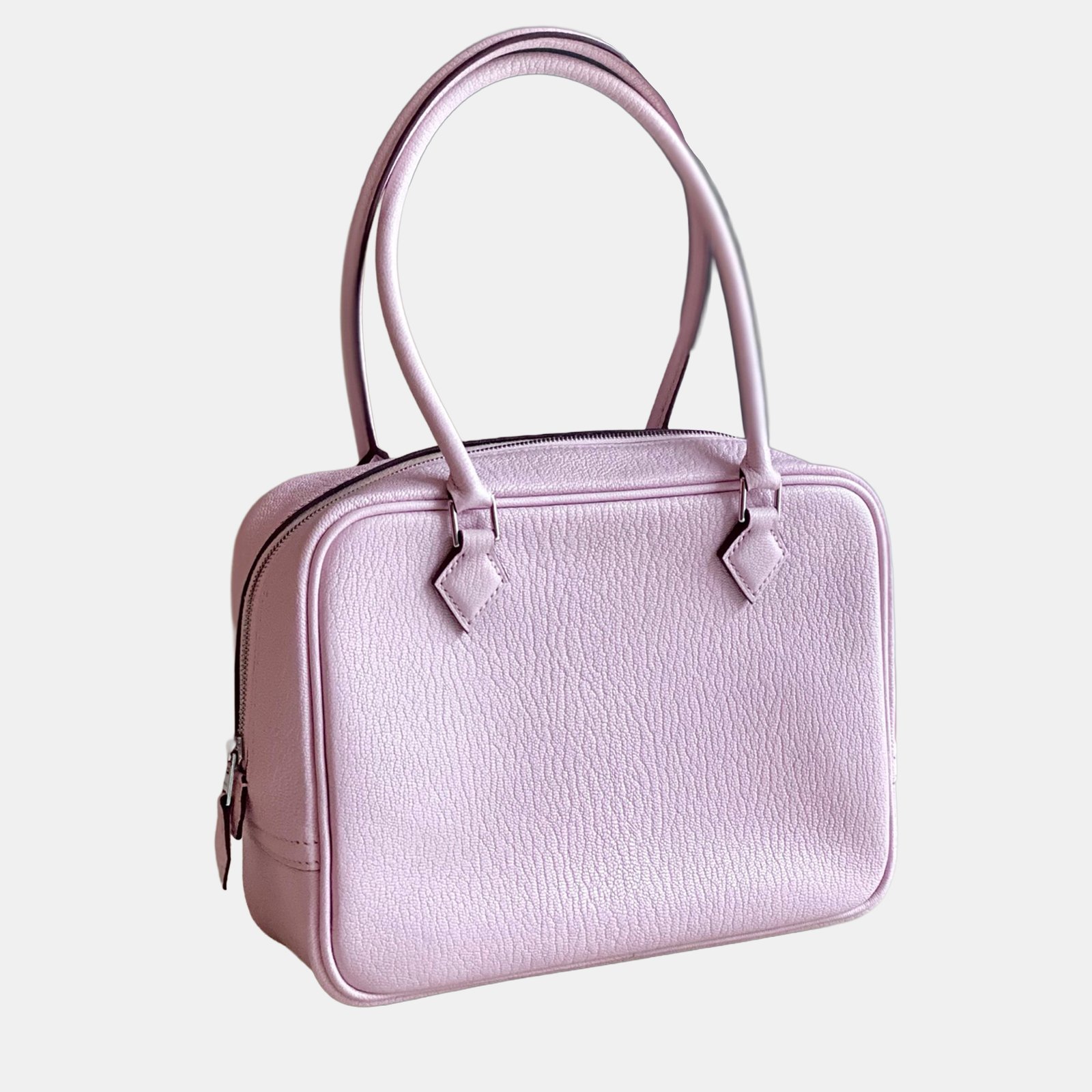 hermes plume mini pink leather top handle bag