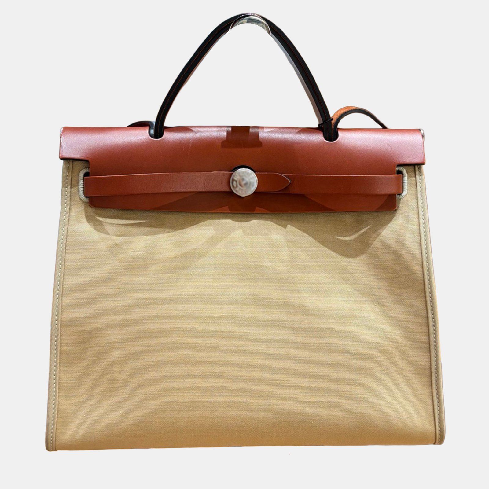 hermes herbag 31 toile and leather handbag