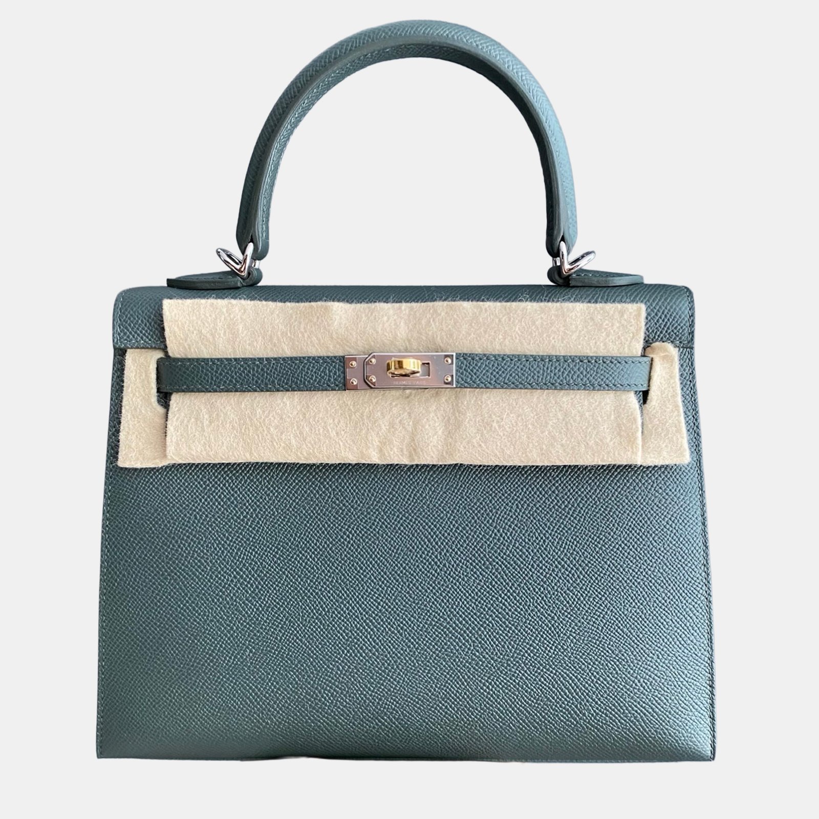 hermes kelly 25 grey leather handbag