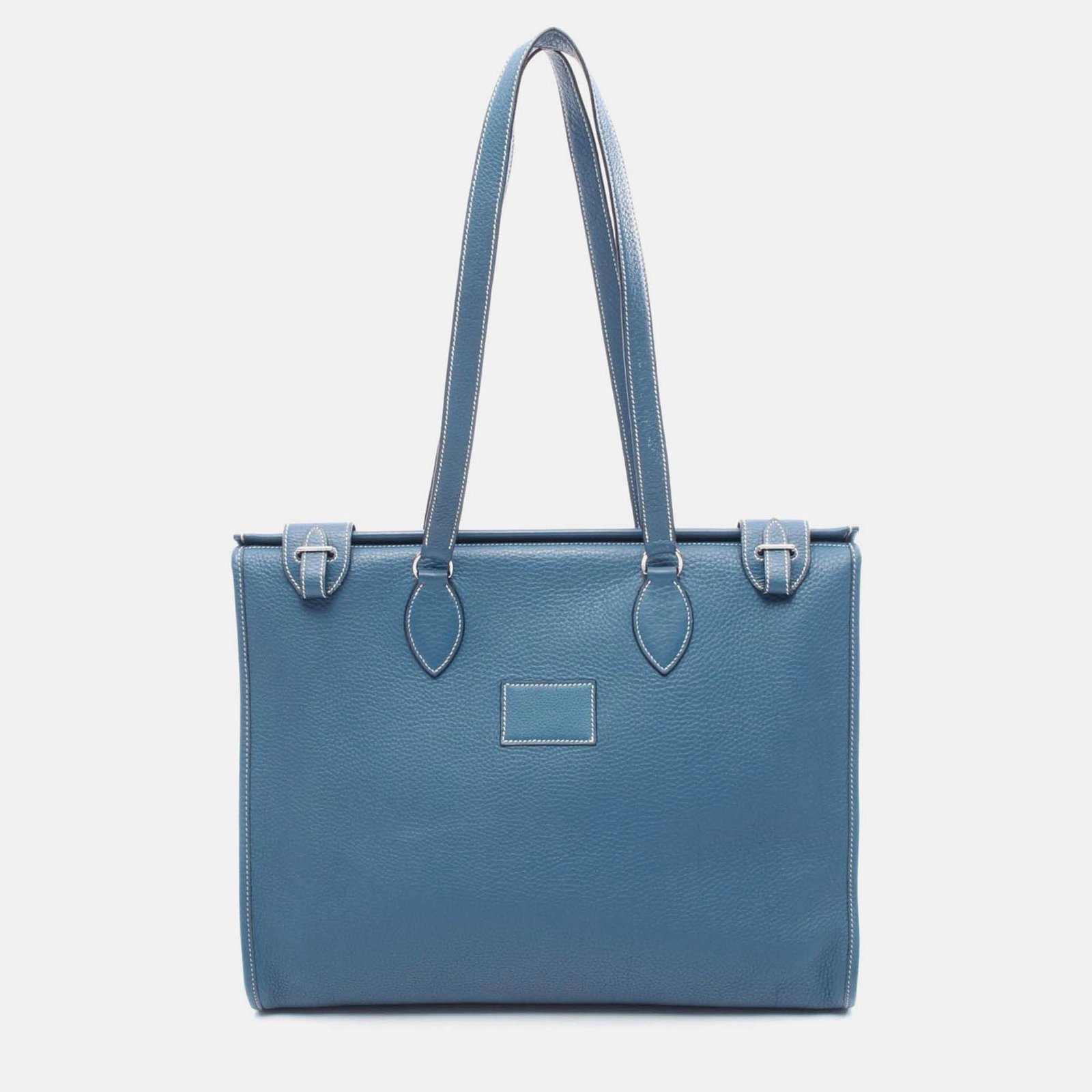 hermes cabas blue clemence leather gm shoulder tote bag