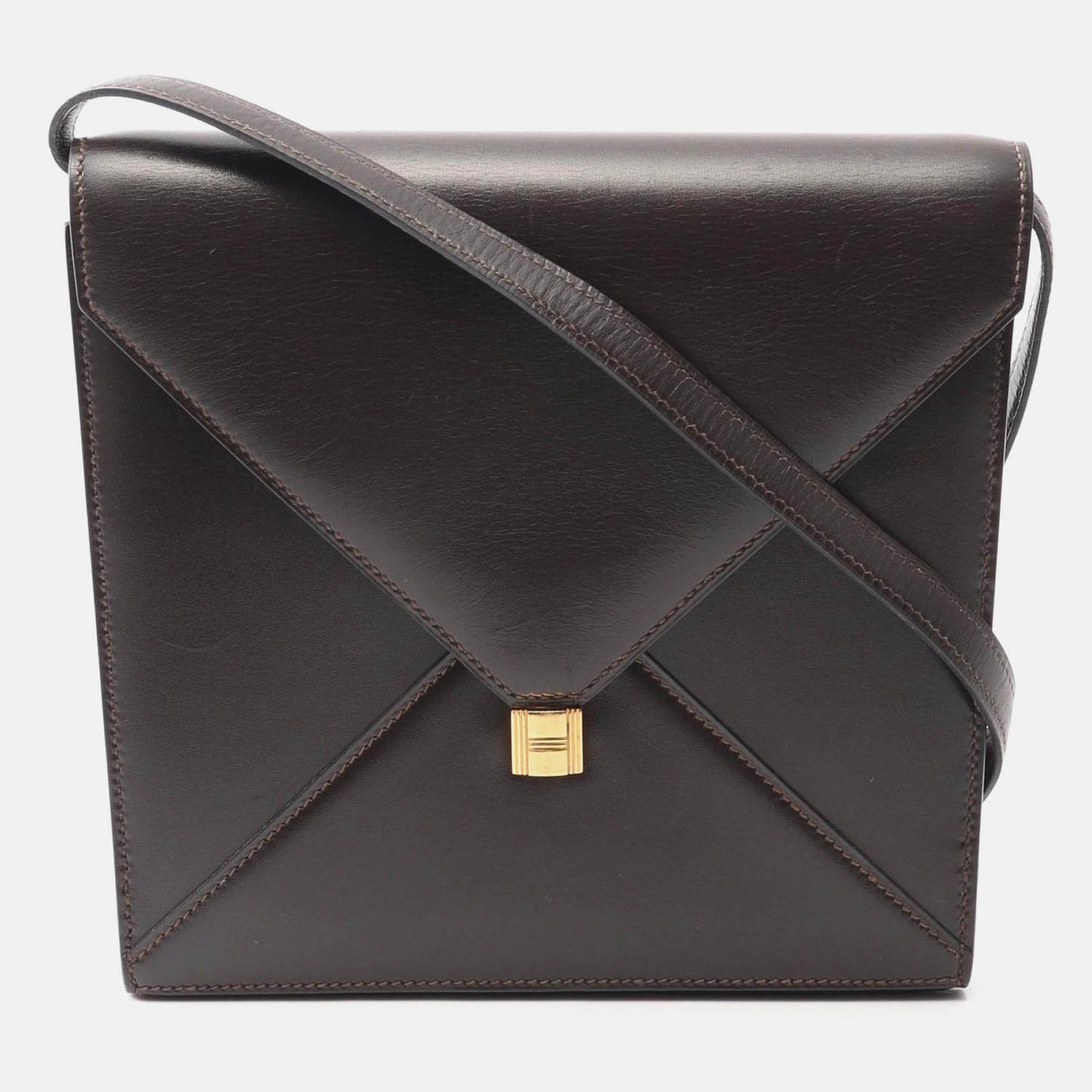 hermes brown box calf leather shoulder bag