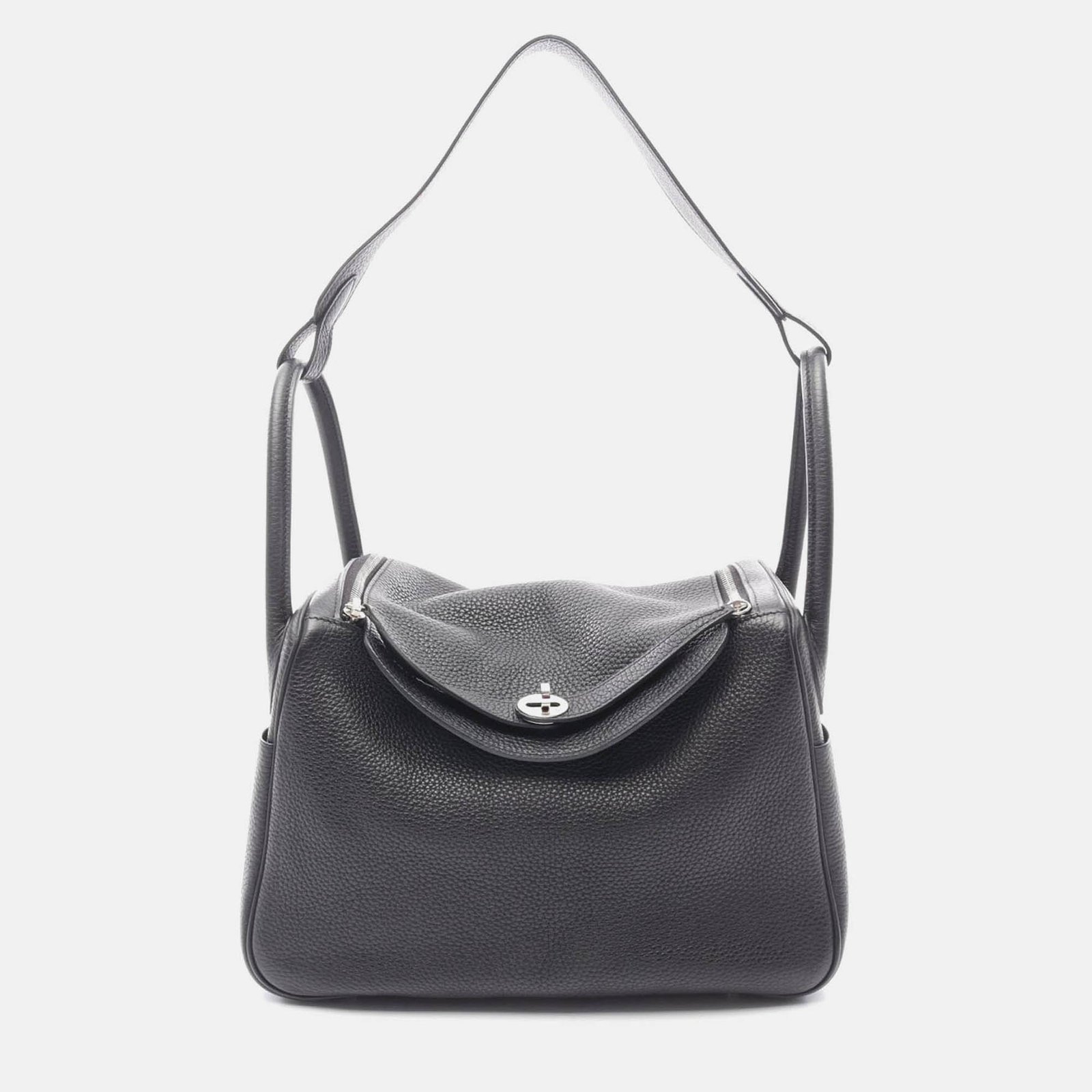 hermes lindy 30 black clemence leather shoulder bag