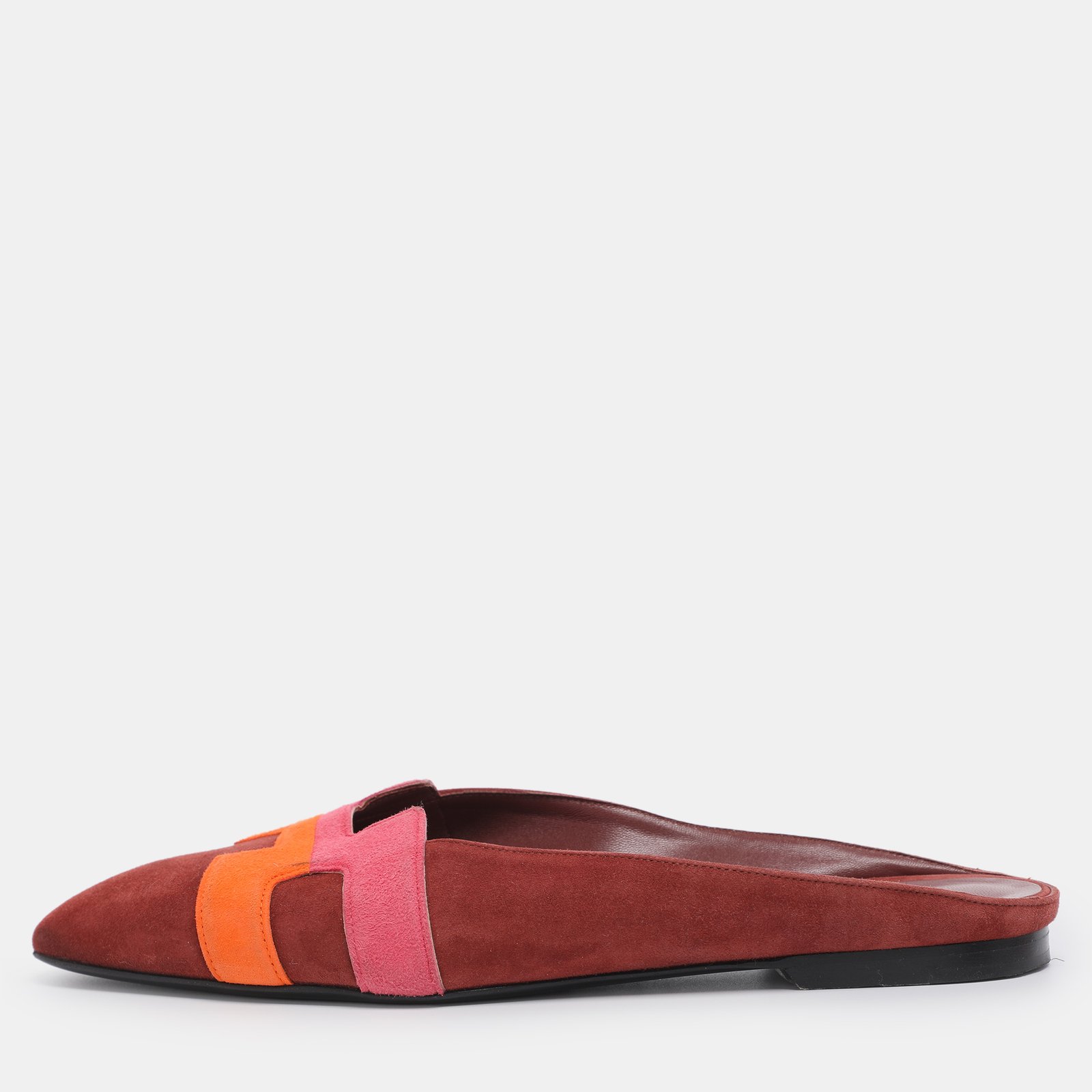 herm&egrave;s multicolor suede roxanne mules size 38