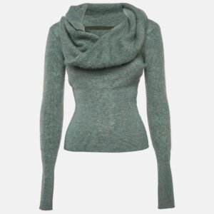 jacquemus green wool blend twisted neck detail sweater xl