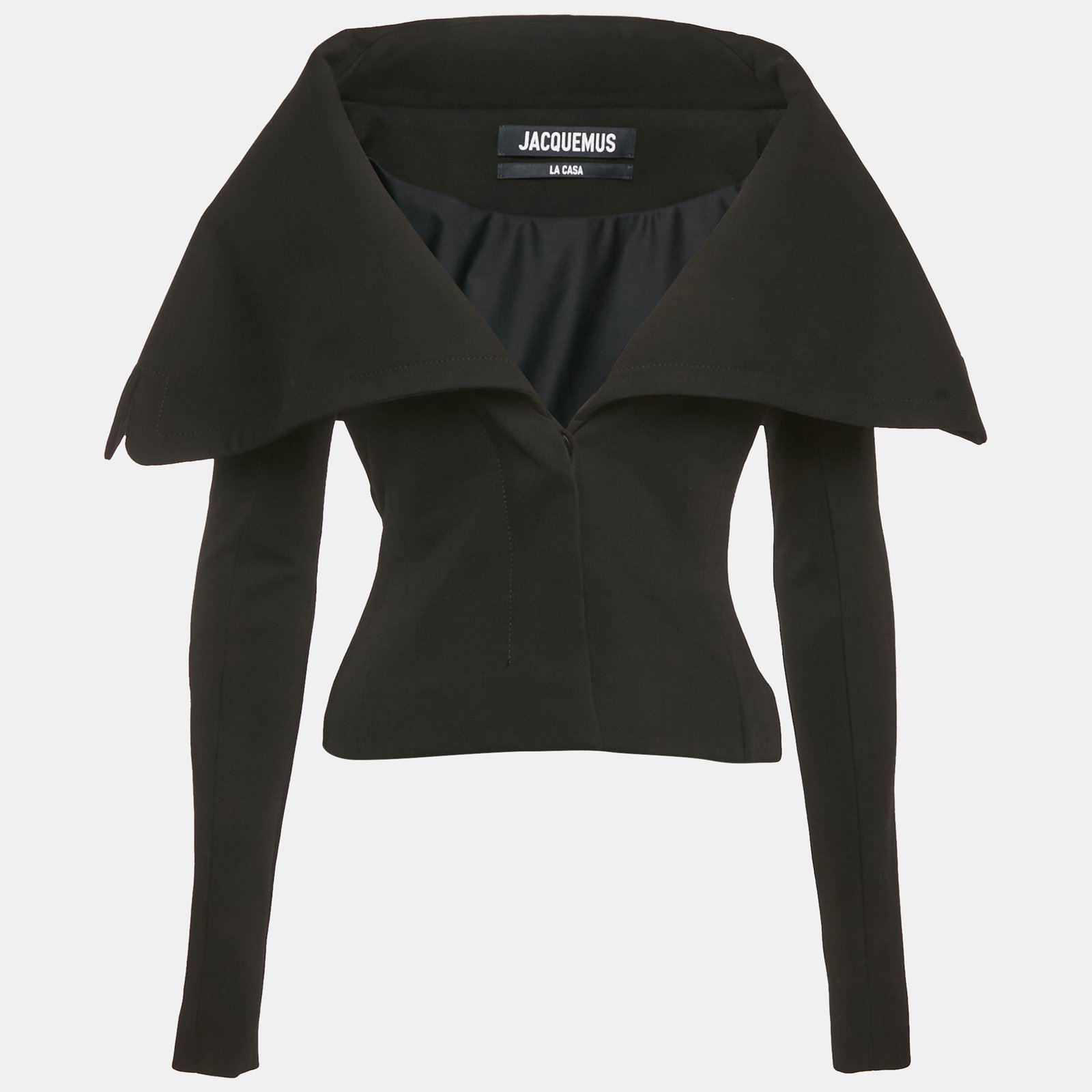 jacquemus black jersey  draped collar the cuadrada la casa jacket s