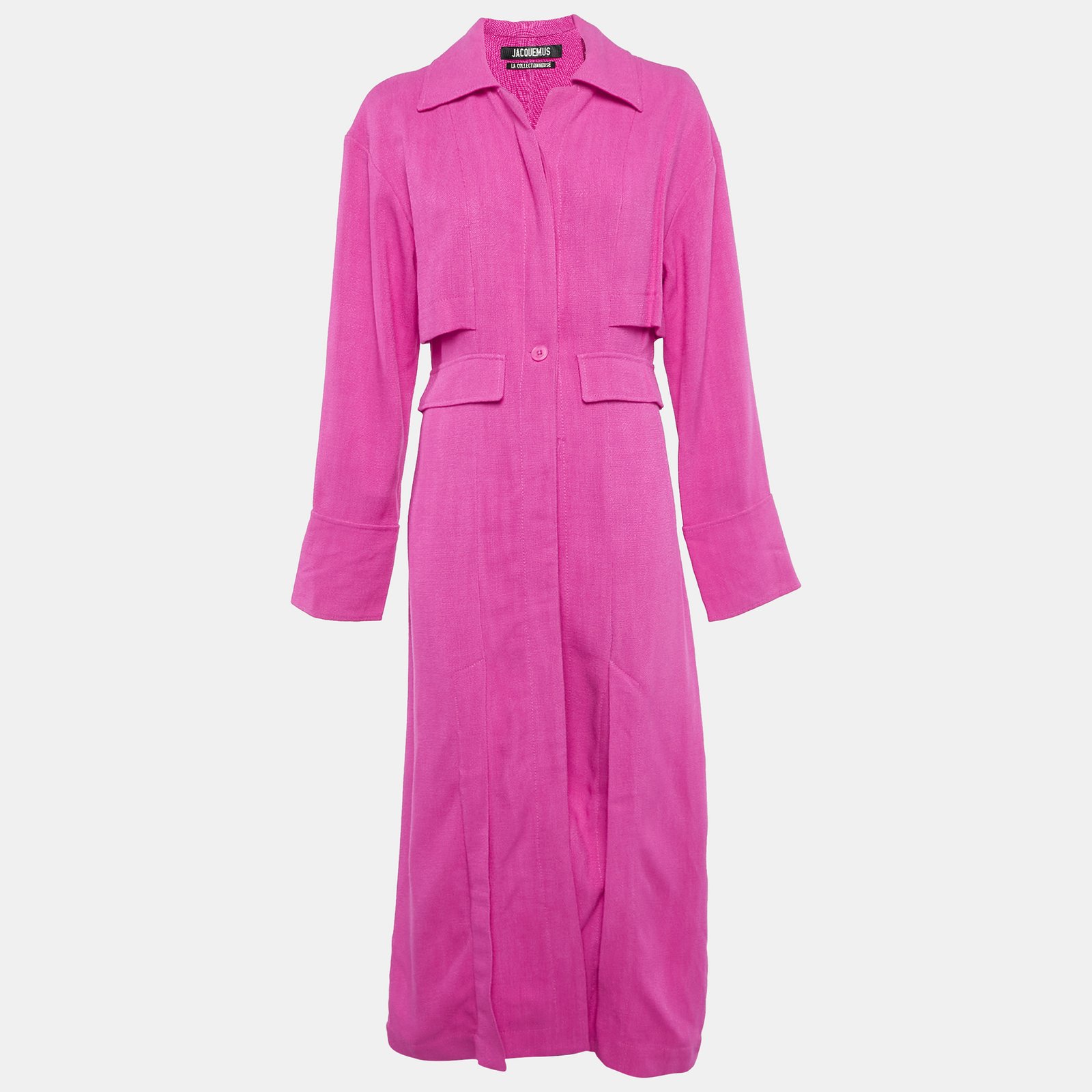 jacquemus pink viscose long button down la collectionneuse coat s