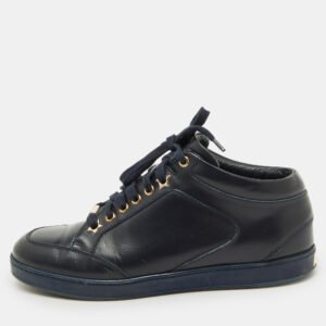 jimmy choo navy blue leather low top sneakers size 38