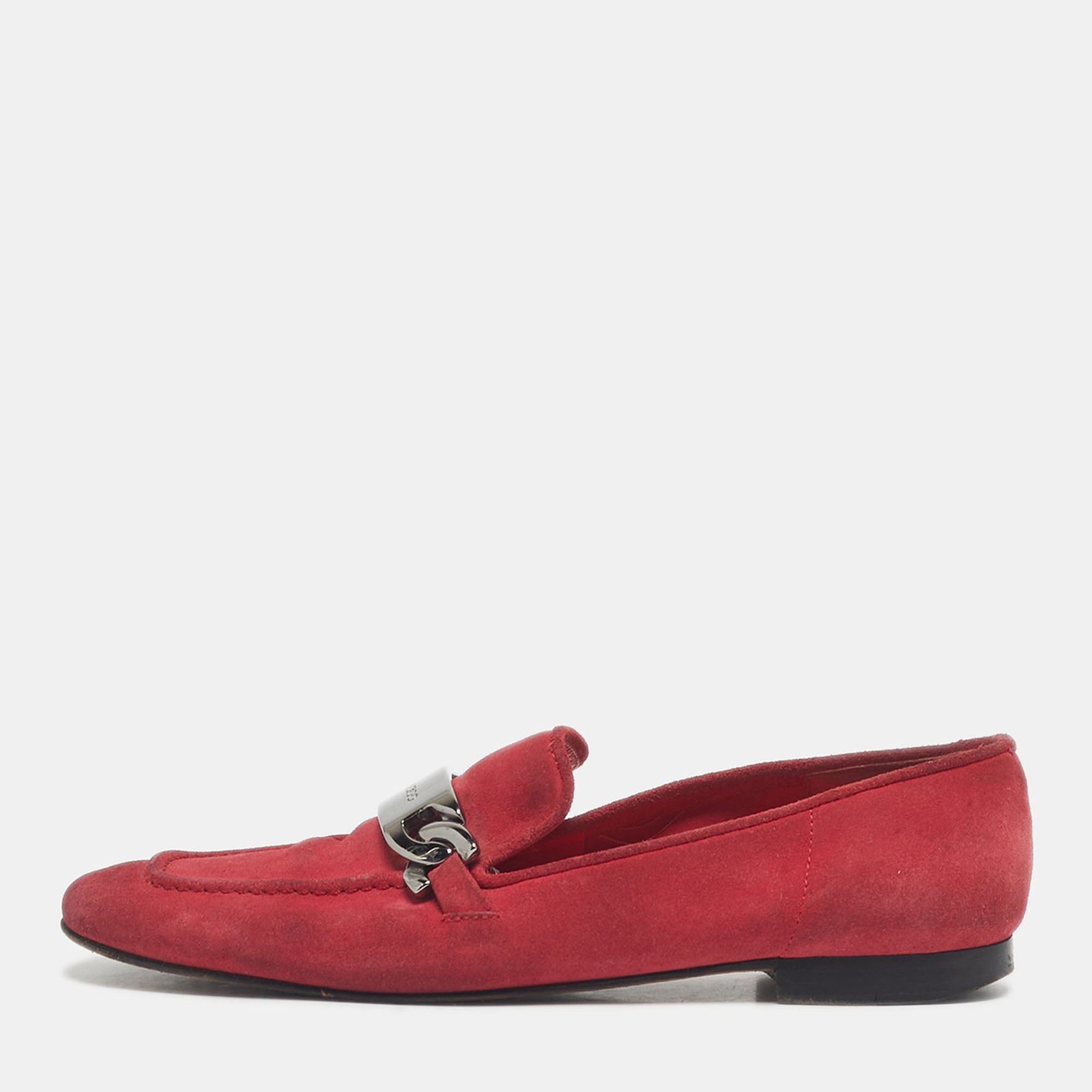 jimmy choo red suede logo slip on loafers size 38