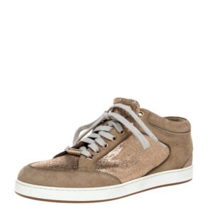 luxury-women-jimmy-choo-used-shoes-p479409-002.jpg jimmy choo beige glitter and suede miami lace up sneakers size 38