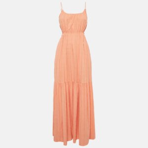 jonathan simkhai swim orange cotton blend sleeveless maxi dress s