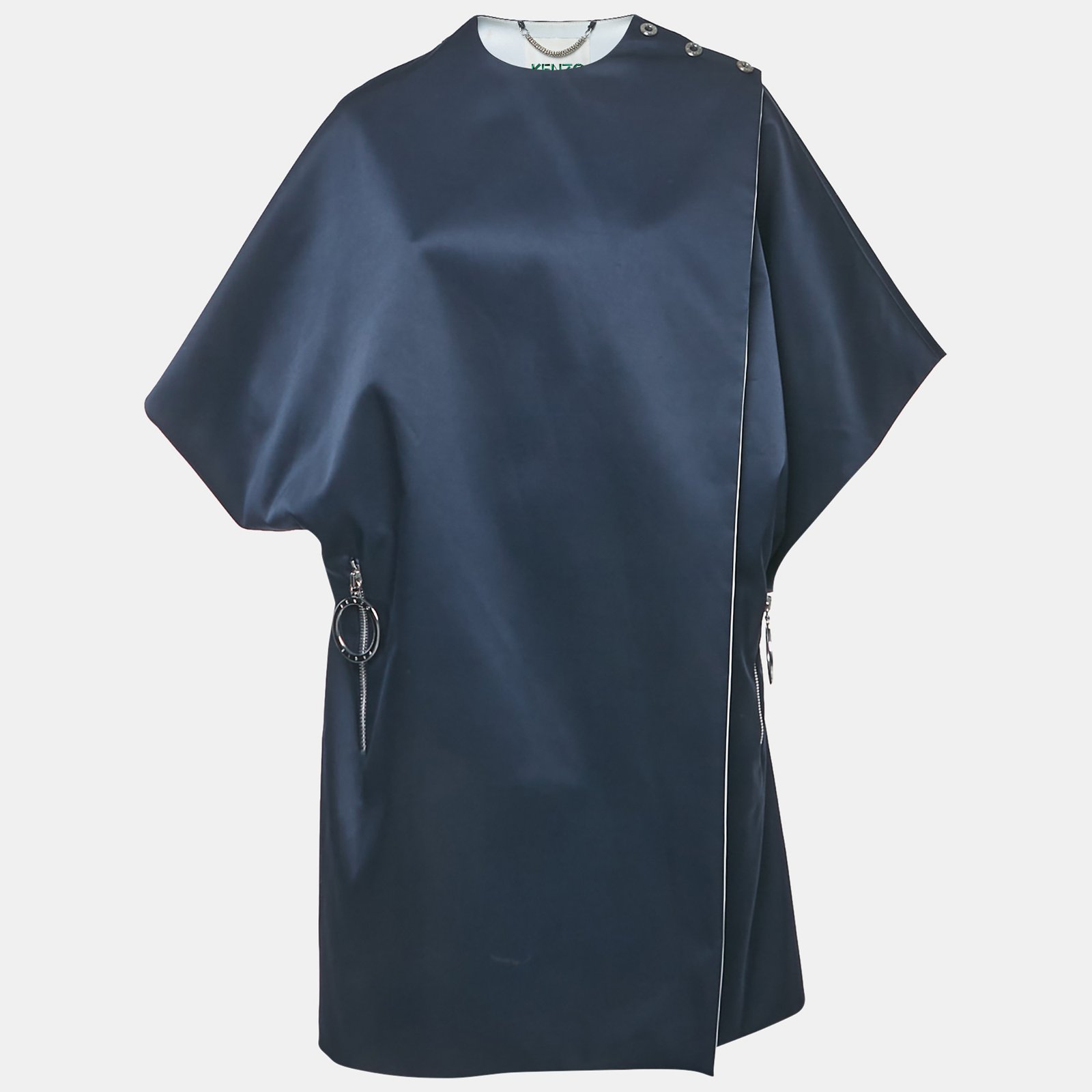 kenzo navy blue synthetic crossover cape jacket s
