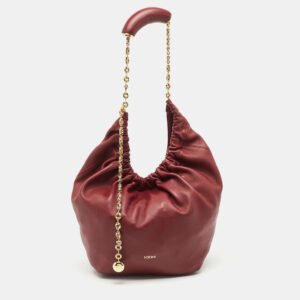 loewe burgundy leather medium squeeze shoulder bag