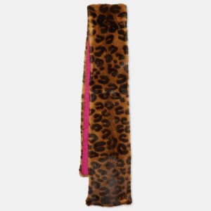 louis vuitton brown leopard print mink fur metal logo detail stole