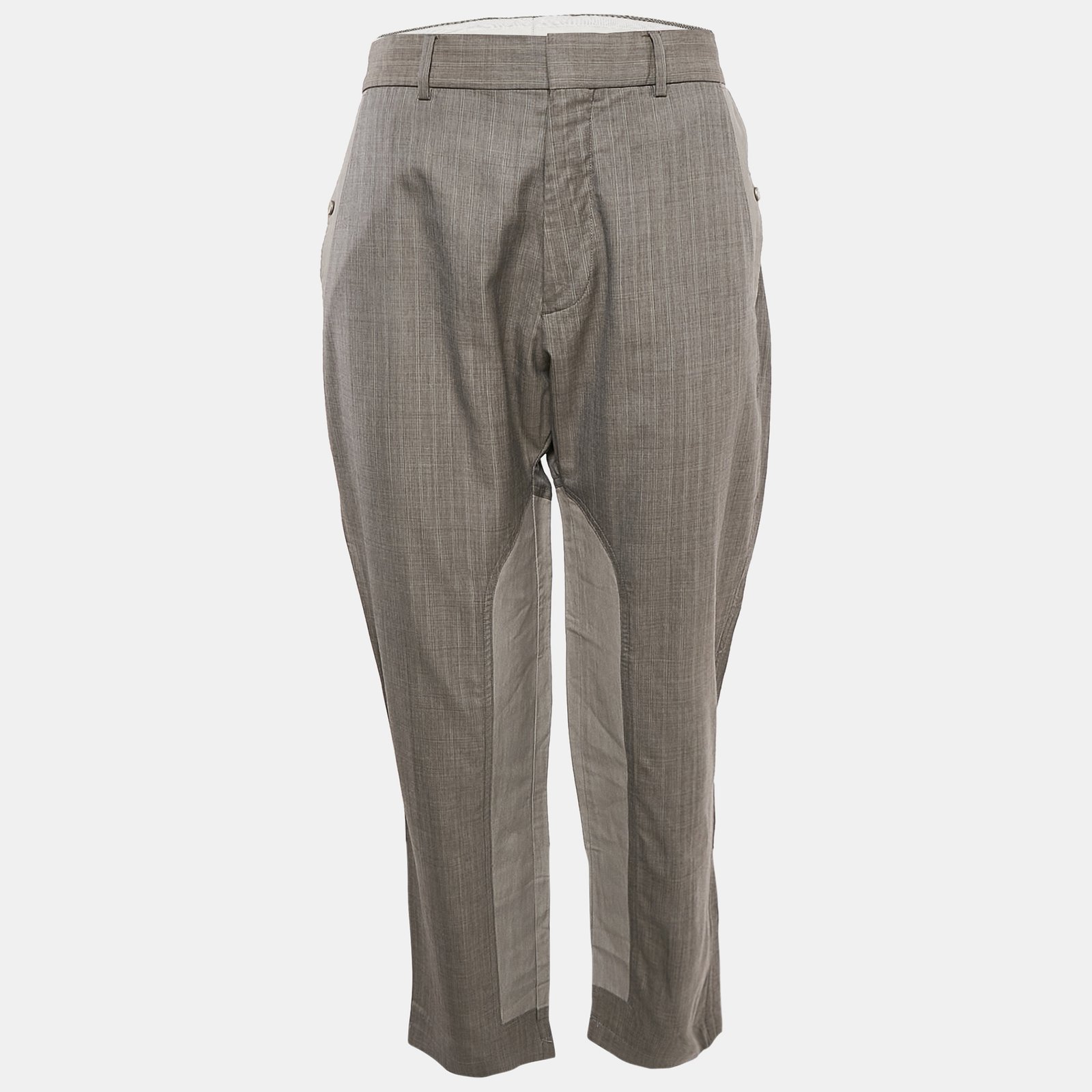 louis vuitton grey stripe wool blend trousers l