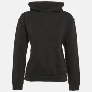 louis vuitton black cotton knit hooded sweatshirt xs