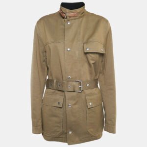 louis vuitton brown cotton leather trim jacket xl