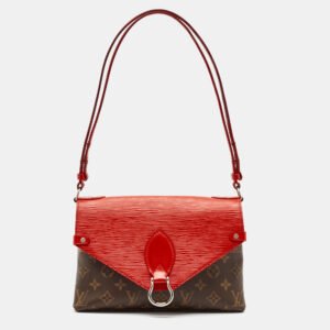 louis vuitton coquelicot epi leather and monogram canvas saint michel bag