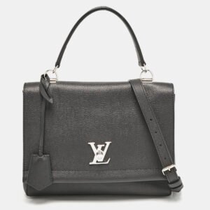 louis vuitton black leather lockme ii bag