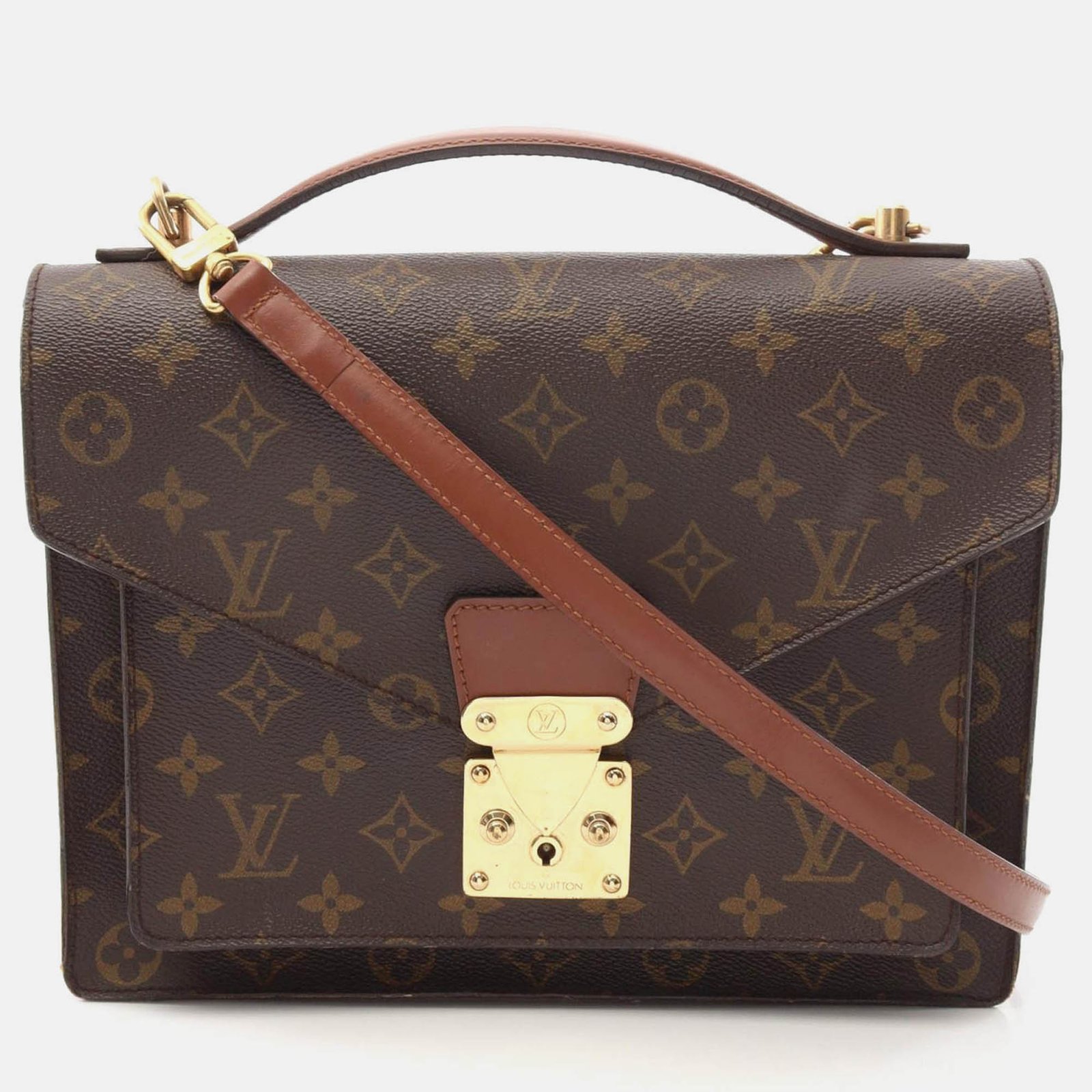 louis vuitton monceau shoulder handbag  monogram canvas brown