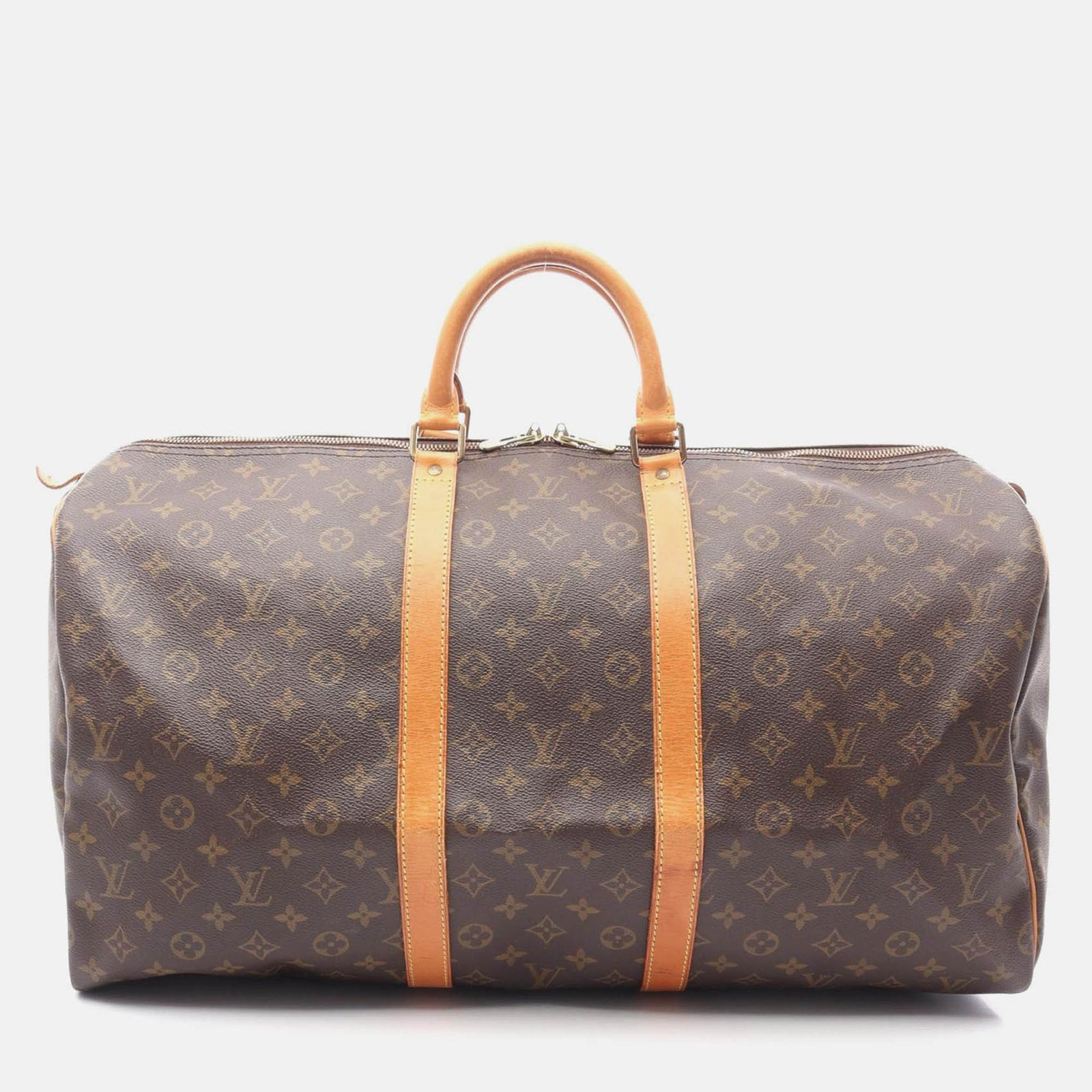 louis vuitton keepall 55 travel bag  monogram canvas leather unisex