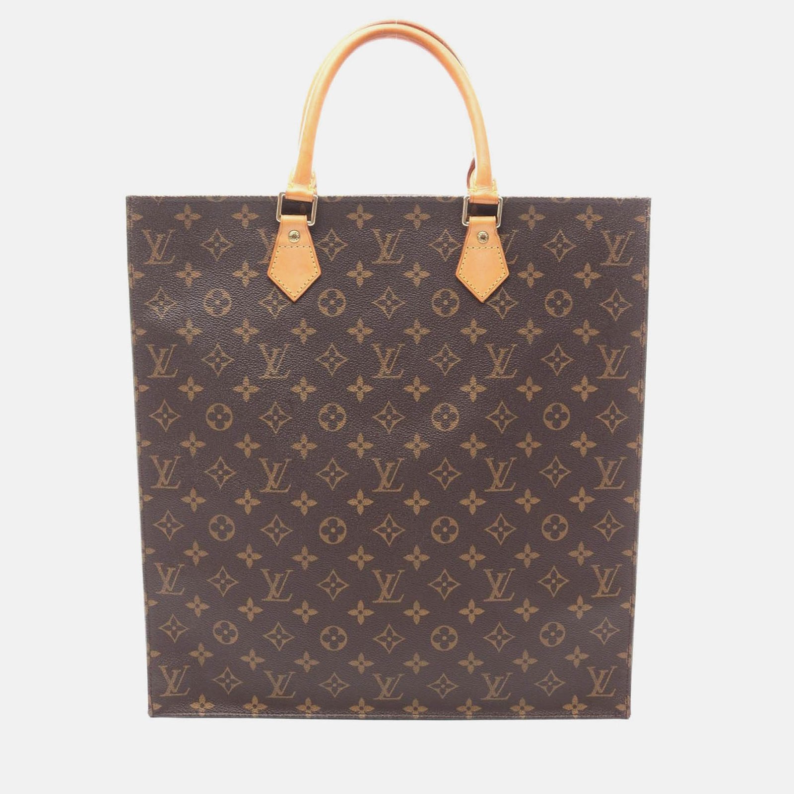louis vuitton sac plat tote bag  monogram canvas leather brown