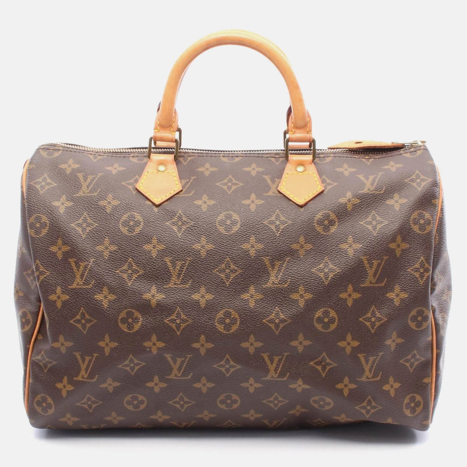 louis vuitton speedy 35 handbag  monogram canvas leather brown