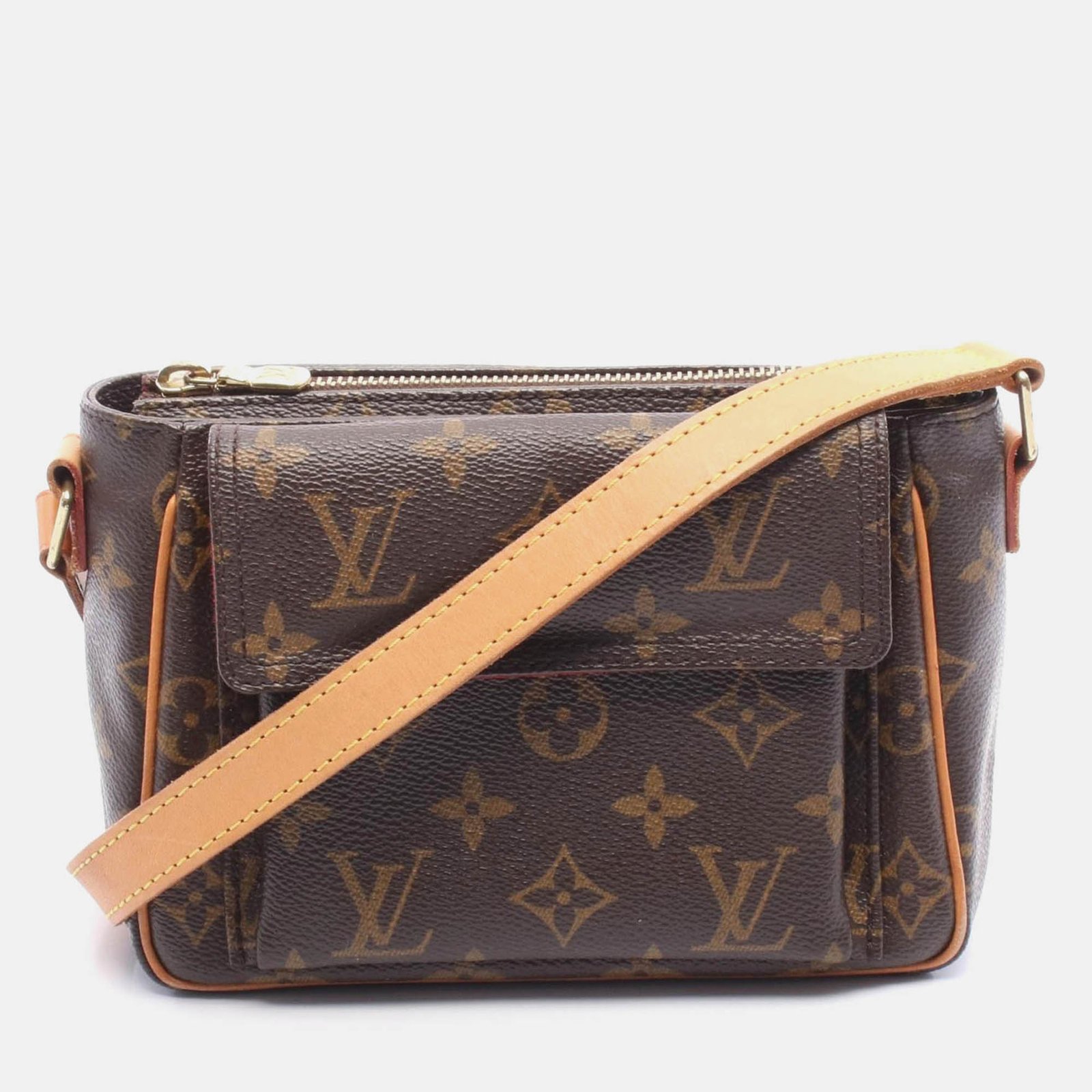 louis vuitton vivacite pm shoulder bag  monogram canvas leather brown